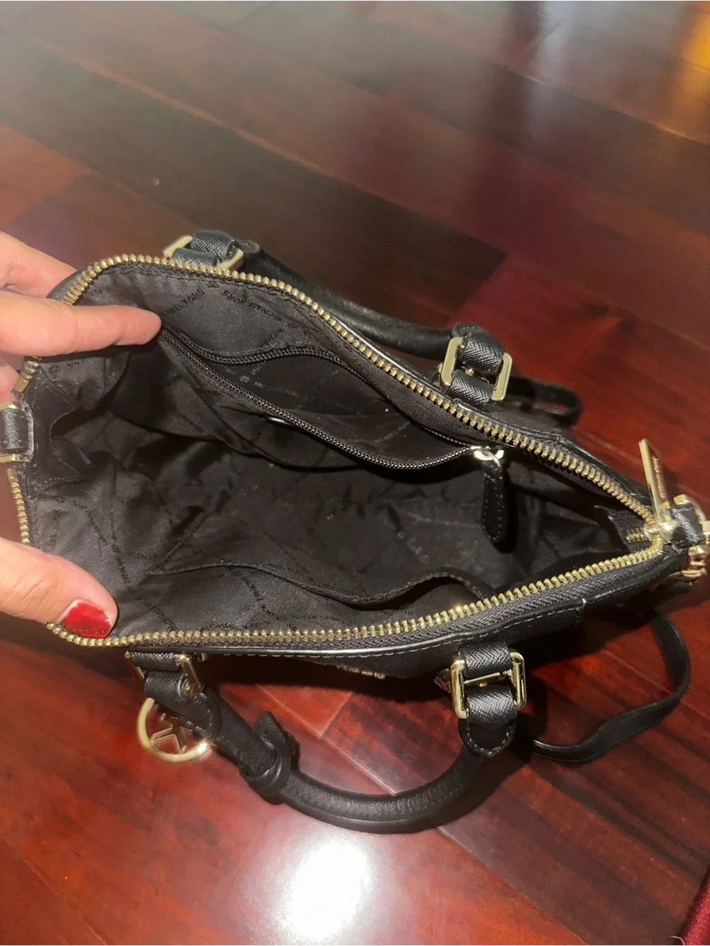 Michael Kors Black Satchel with Gold MK Charm